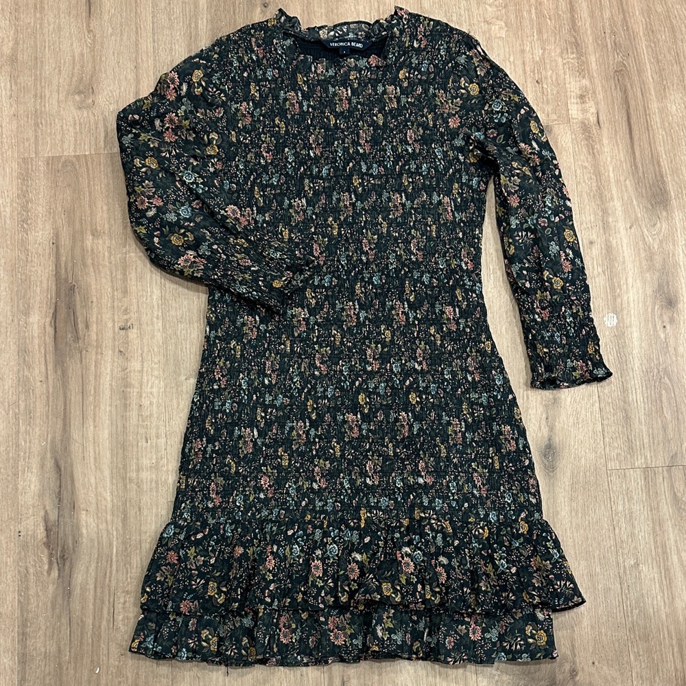 Veronica Beard Floral Mini Dress - Black and Pink